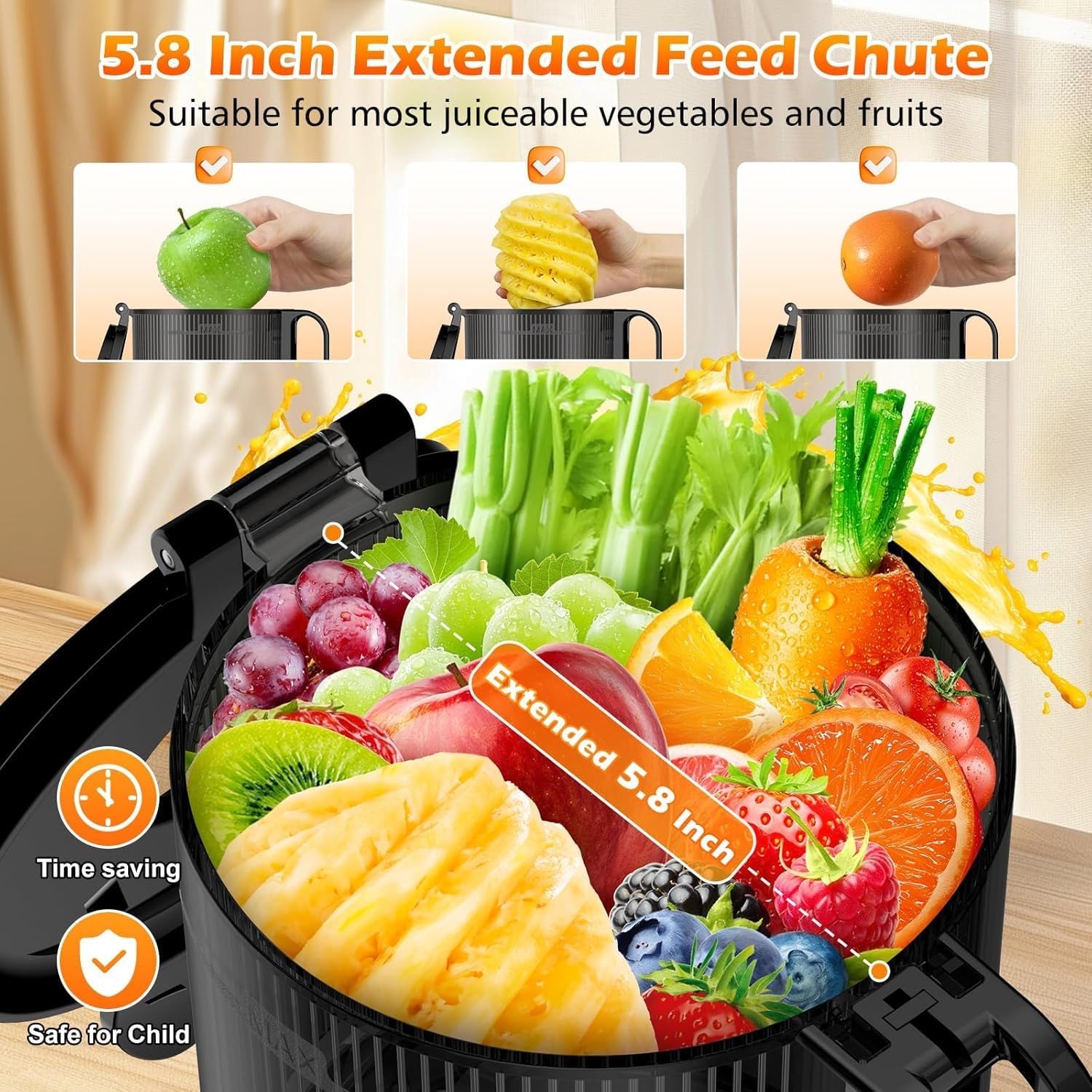 Juicer Machines with 5.8" Large Feed Chute, Cold P...