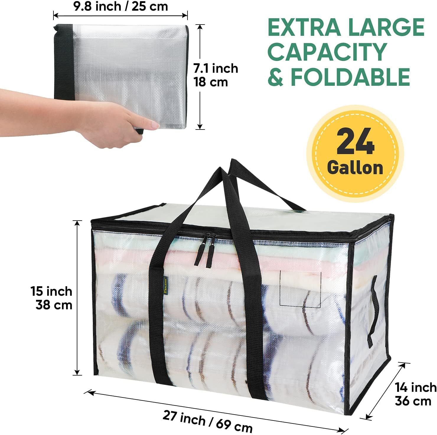 BALEINE 6-Pack Oversized Moving Bags with Reinforced Handles, Heavy-Duty Storage...