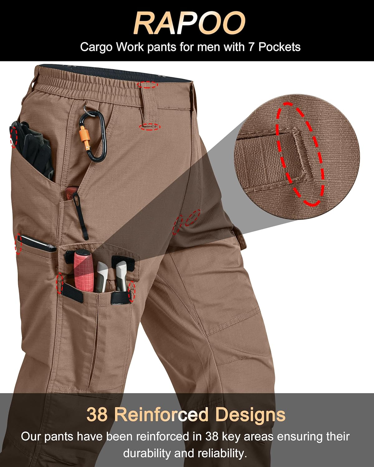 Men's Cargo Pants, Durable Ripstop Water Resistant Pants, Exceptional Tactical H...