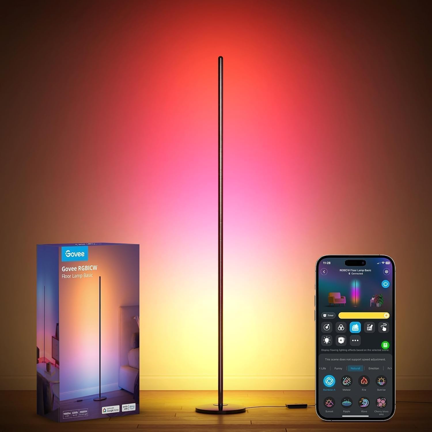 Govee LED Floor Lamp, RGBIC Modern Corner Lamp, Smart Standing Lamp with 61 Scen...