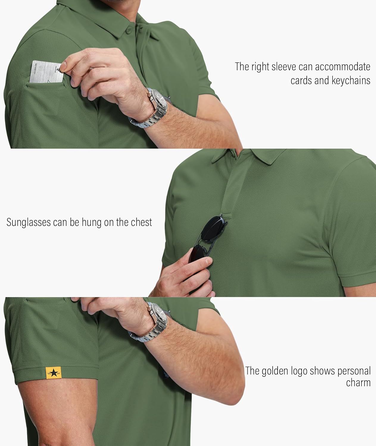 ZITY 5 Pack Mens Polo Shirt Short Sleeve Sports Golf Tennis T-Shirt Moisture-Wic...