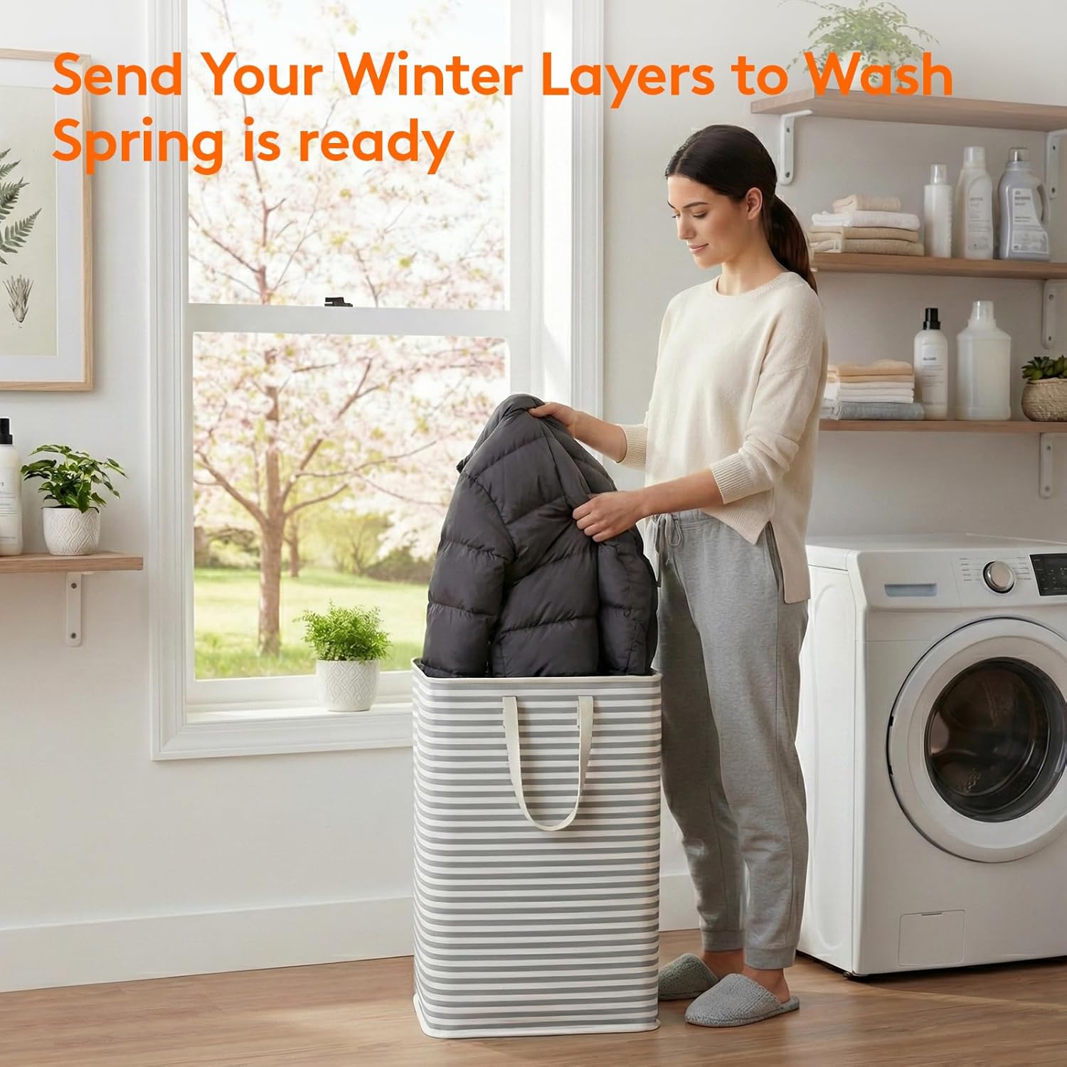 Lifewit 2 Pack Laundry Basket 80L Each, Collapsible Clothes Hamper with Reinforc...