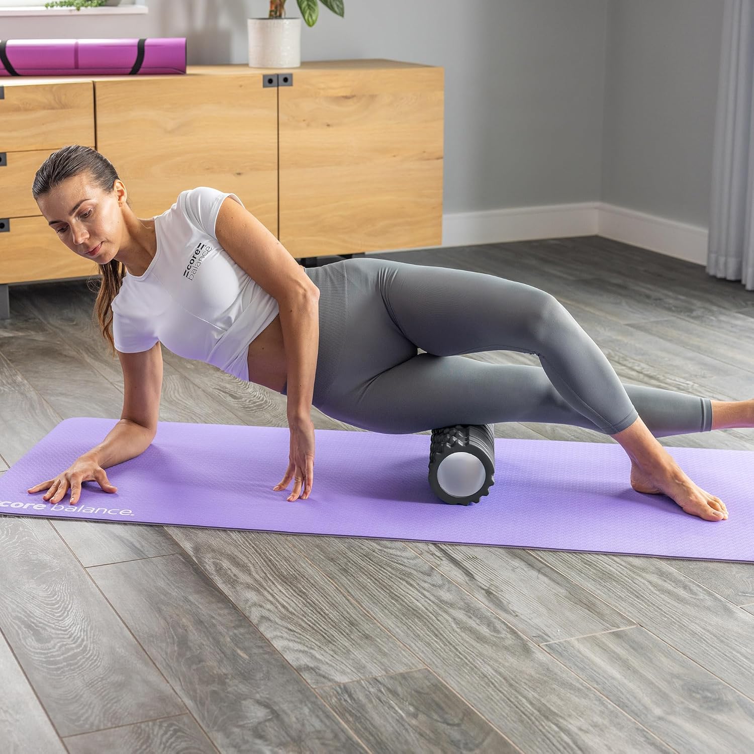 Core Balance Foam Roller For Deep Tissue Muscle Massage, Trigger Point Grid Spor...