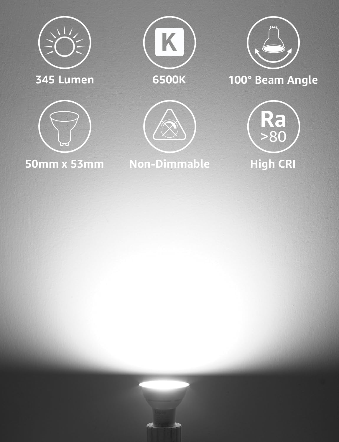 Lepro GU10 LED Bulbs, Cool White 6500K, 4.5W 345lm Daylight Led Bulbs, No Flicke...