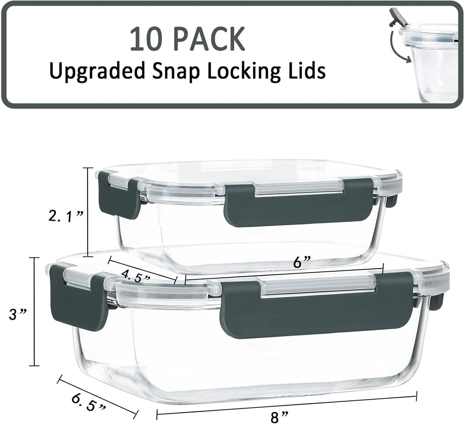 [10-Pack] Glass Meal Prep Containers with Lids, MCIRCO Food Storage Containers w...