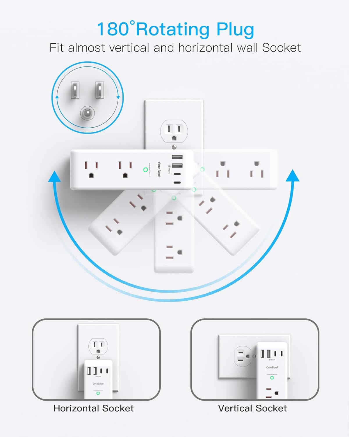 Surge Protector Outlet Extender - with Rotating Pl...