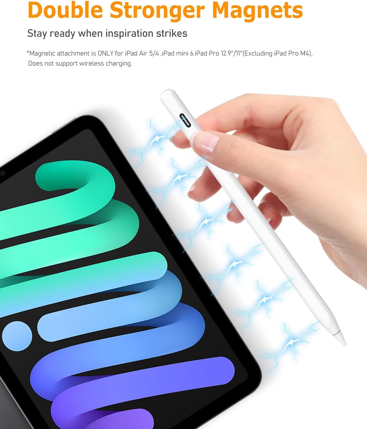 Stylus Pen for iPad (2018-2025) - 13 Minutes Fast Charging, Palm Rejection,Tilt...