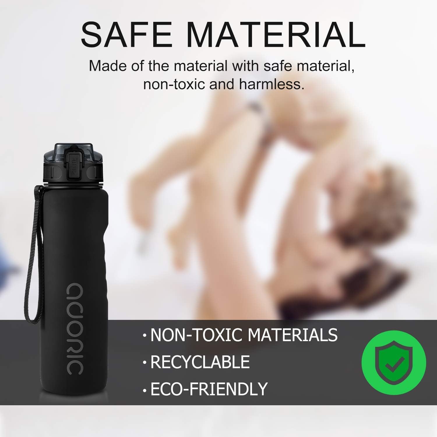 ADORIC Sports Water Bottle 1L, BPA Free Tritan Non-Toxic Plastic Sport Water Cup...