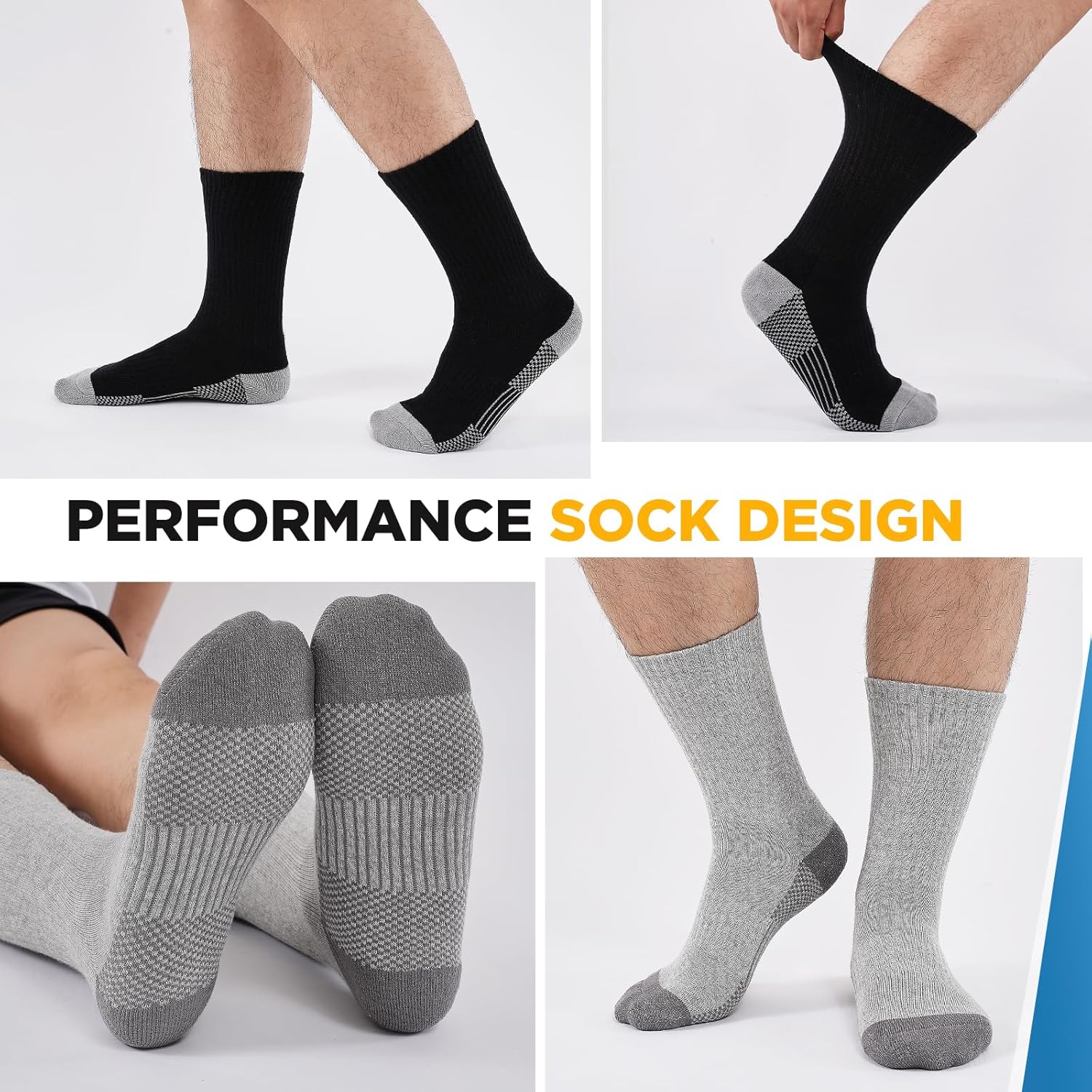Top Quality Men's Sports Socks, Durable Work Boot Socks for Men, Premium Athleti...