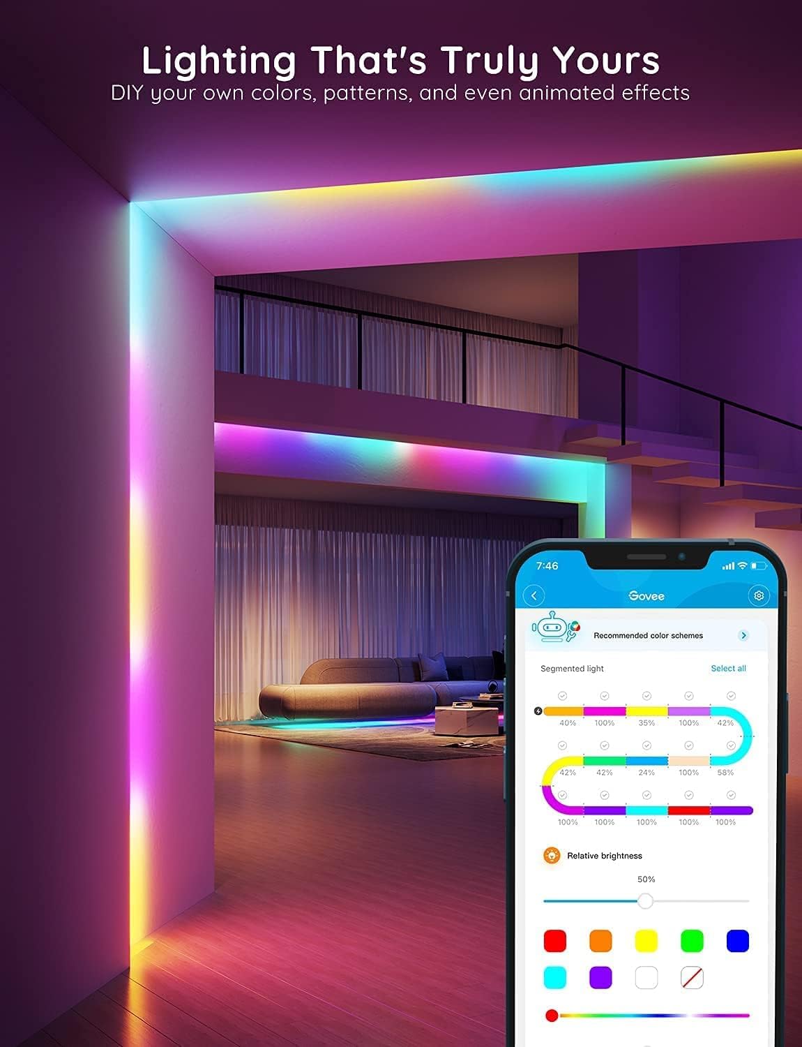 Govee RGBIC LED Strip Light 5m, Compatiable with Alexa and Google Assistant, WiF...