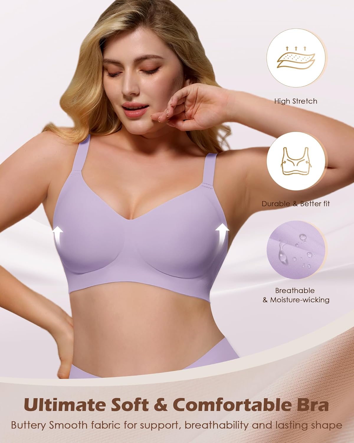 As Fairy Soft Comfortable Bralettes, Special No Underwire Bras with V Neck Seaml...