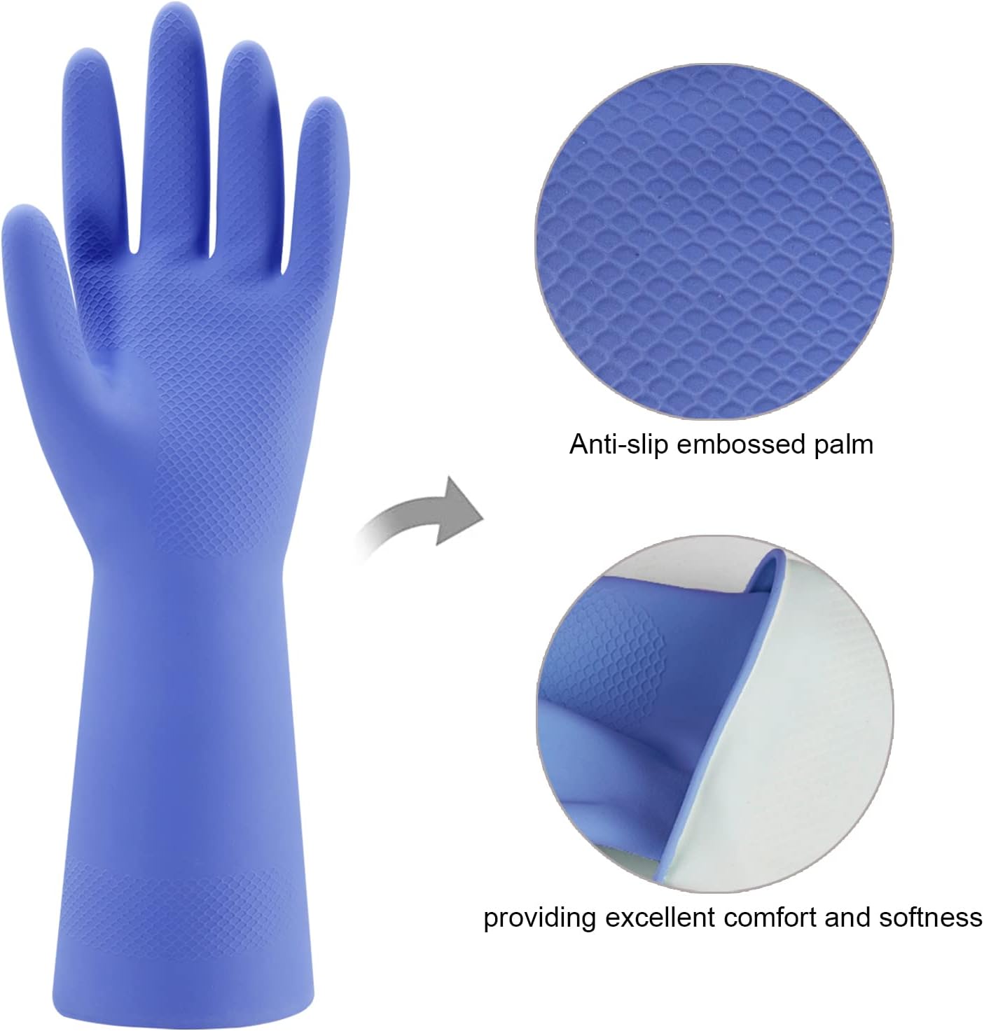 Rubber Kitchen Dishwashing Gloves - 4 Pairs Colorful Reusable Household Cleaning...
