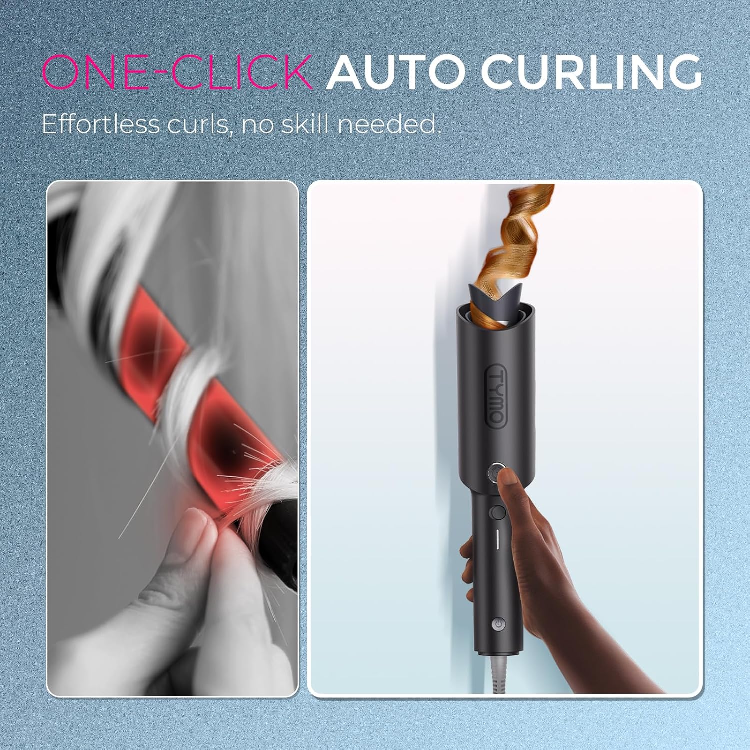 TYMO CURLPRO Automatic Rotating Curling Iron - Beach Waves Curling Wand, Portabl...