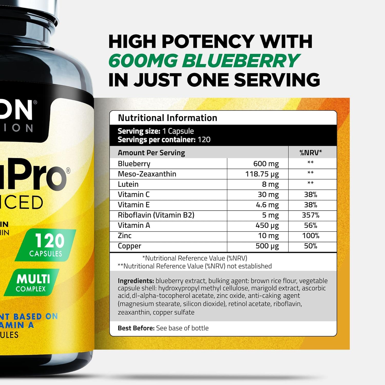 Eye Vitamin Supplement, Special 120 Days Supply for Optimal Eye Health