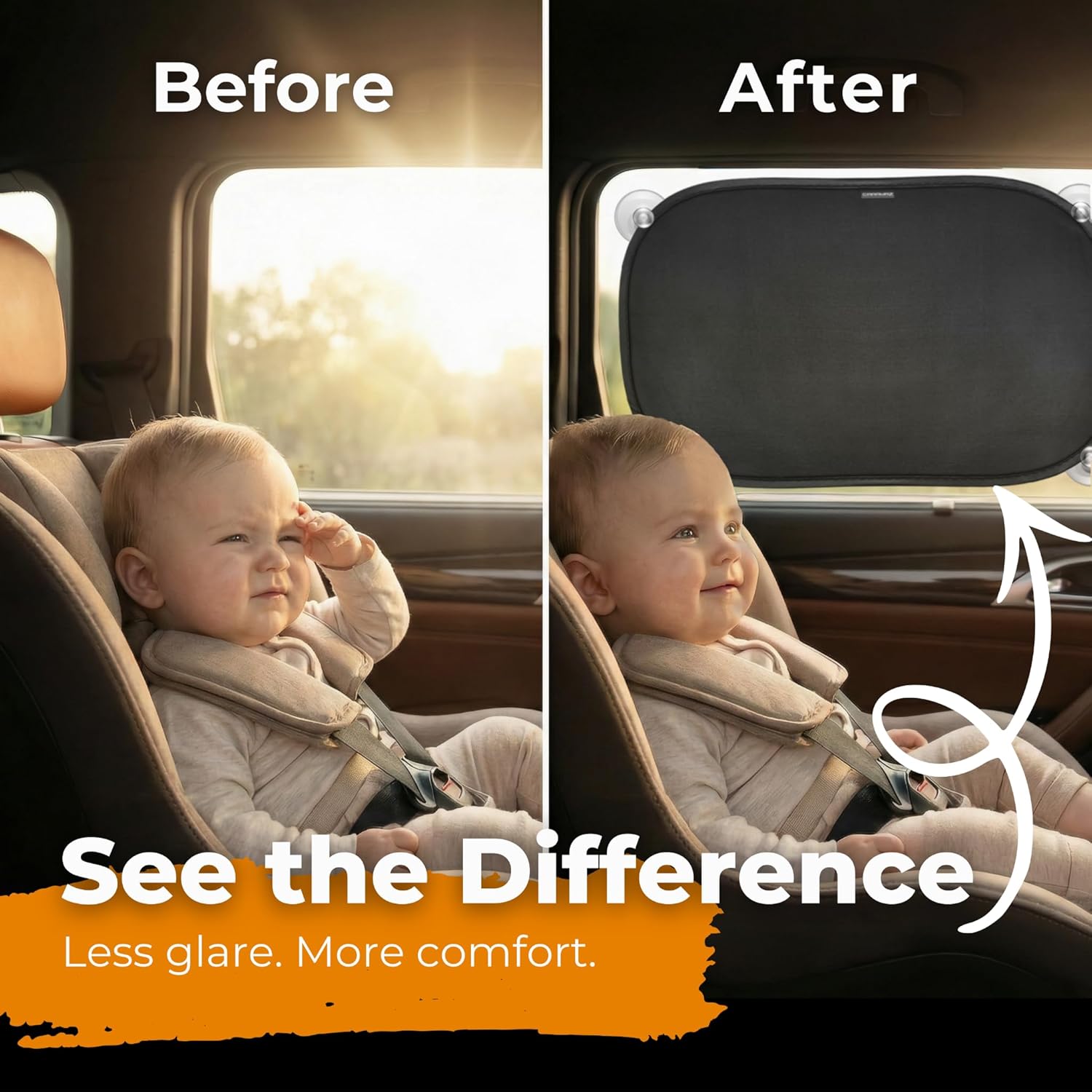 Car Window Shades for Baby with Certified UV Protection - Optimal Darkness with...