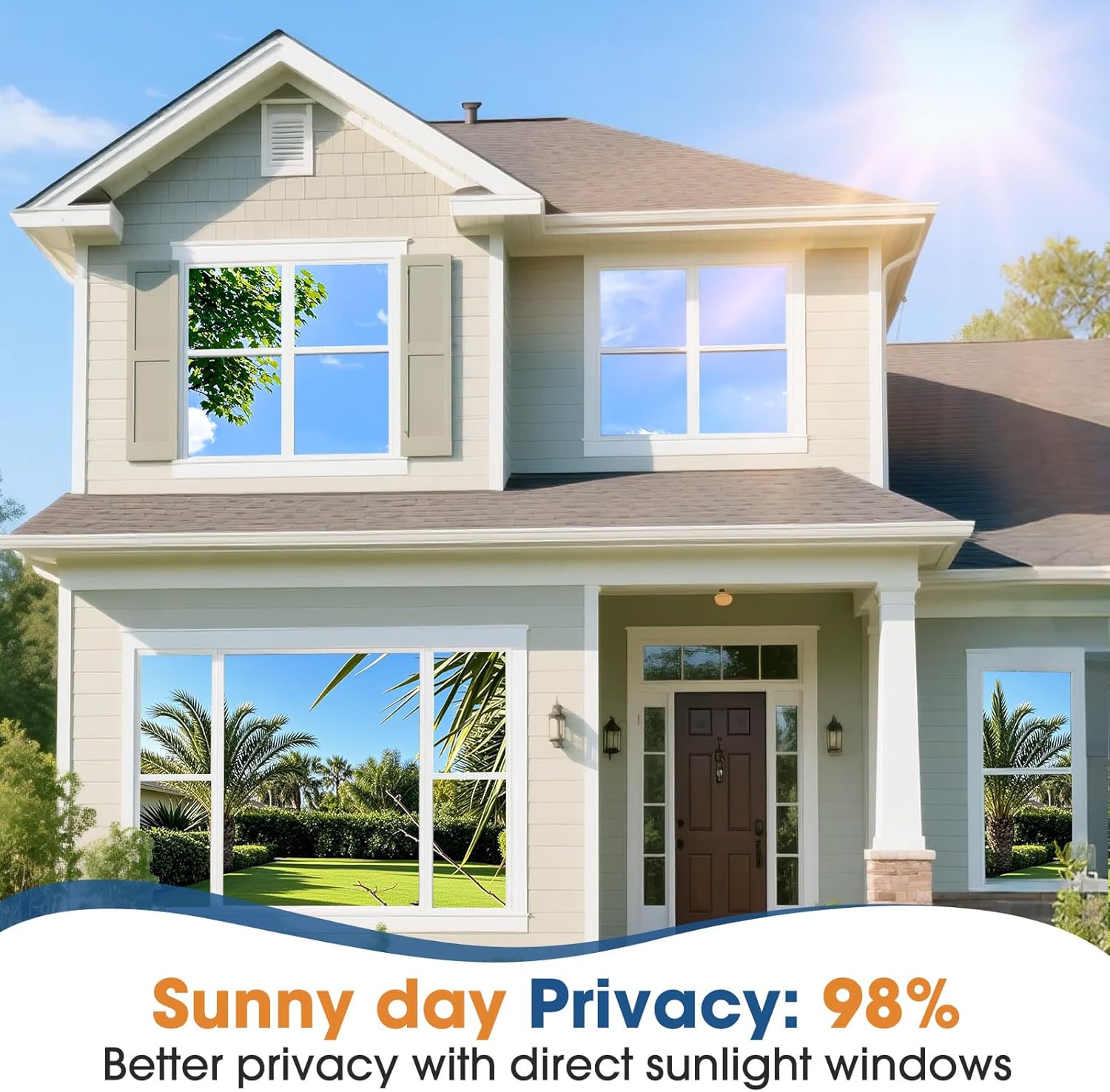 Lifetree Reflective One Way Window Film Privacy: Mirror Window Tint Film Heat Co...