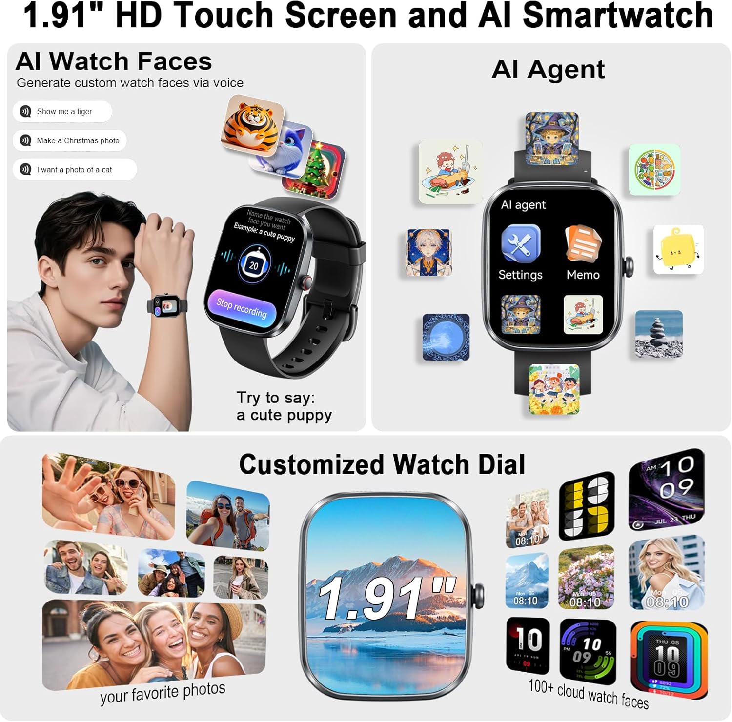 AI Smart Watch with ChatGPT, 1.91" AI Voice Smartwatch Men Women, Bluetooth 5.4...