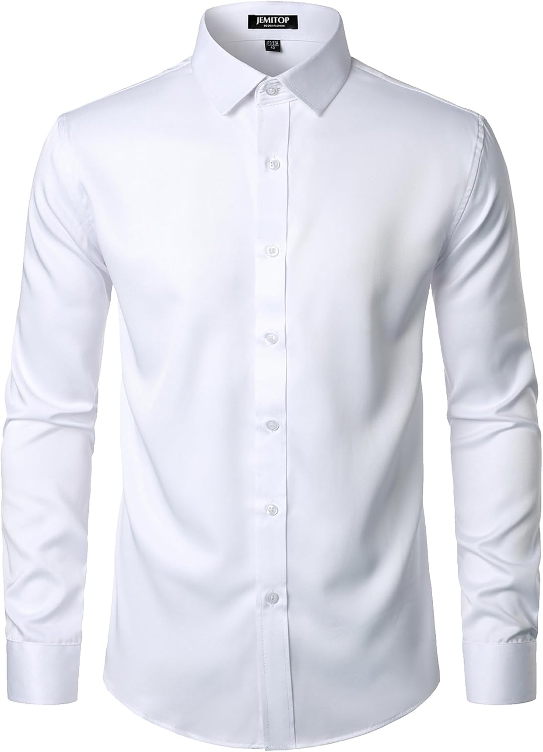 JEMITOP Men's Stretch Wrinkle Free Dress Shirt Formal Prom Wedding Long Sleeve B...