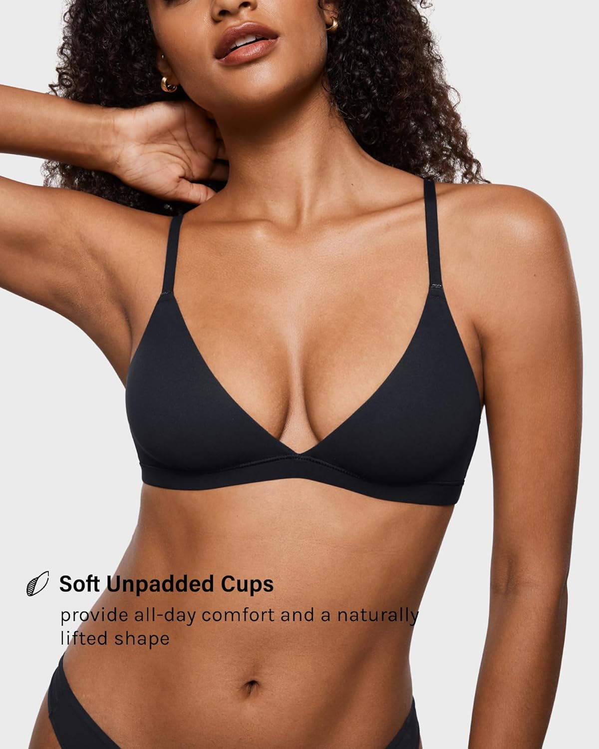 INLYRIC Women's Inbarely Triangle Bralette Plunge Unlined Seamless Bra No Underw...