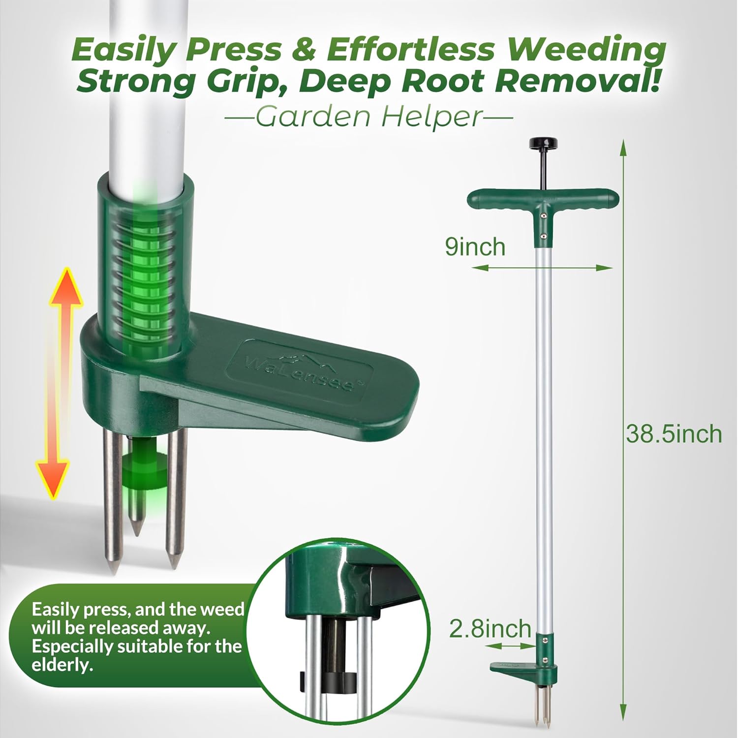 Walensee Weed Puller, Stand Up Weeder Hand Tool, Long Handle Garden Weeding Tool...