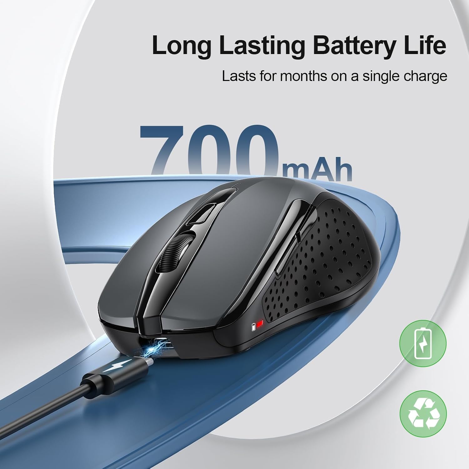 TECKNET Bluetooth Mouse, Wireless Mouse Bluetooth Rechargeable (Tri-Mode: BT 5.0...