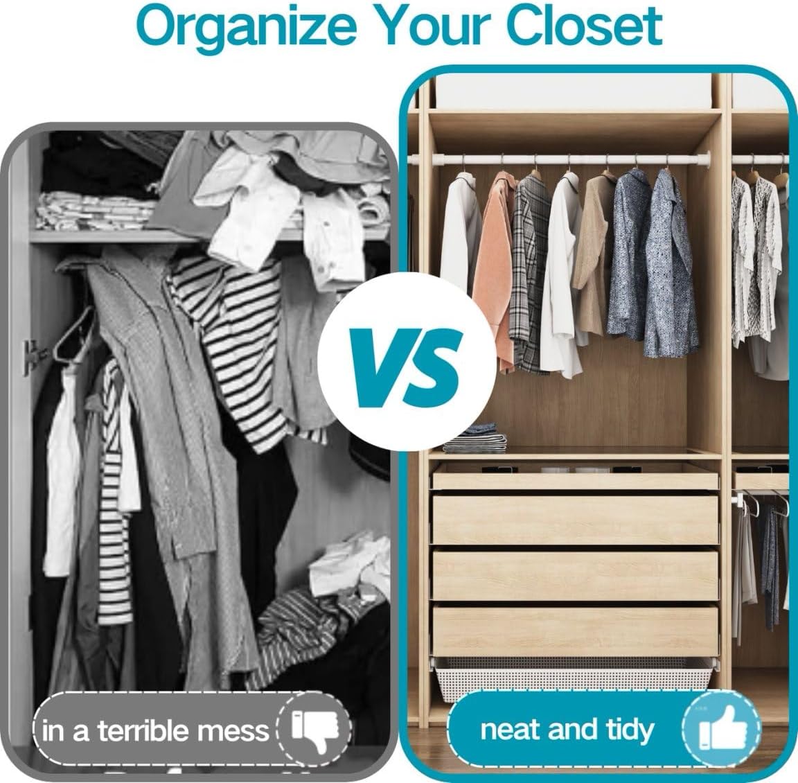 Wardrobe Pole, Wardrobe Rail Adjustable Clothes Rail with Screws and Sockets, Ha...