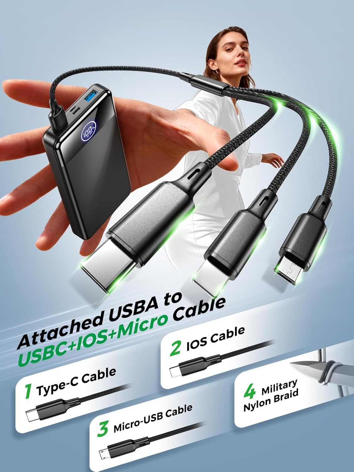 Power Bank Fast Charging 26800mAh,Portable Charger 22.5W Phone Battery Pack Atta...