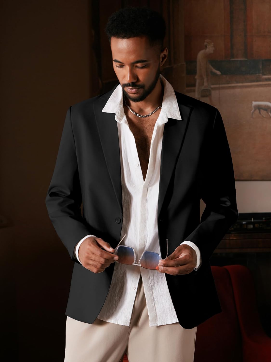 Elegant MAGE MALE Men's Blazer, High-Quality Suit Jacket with One Button, Stylis...