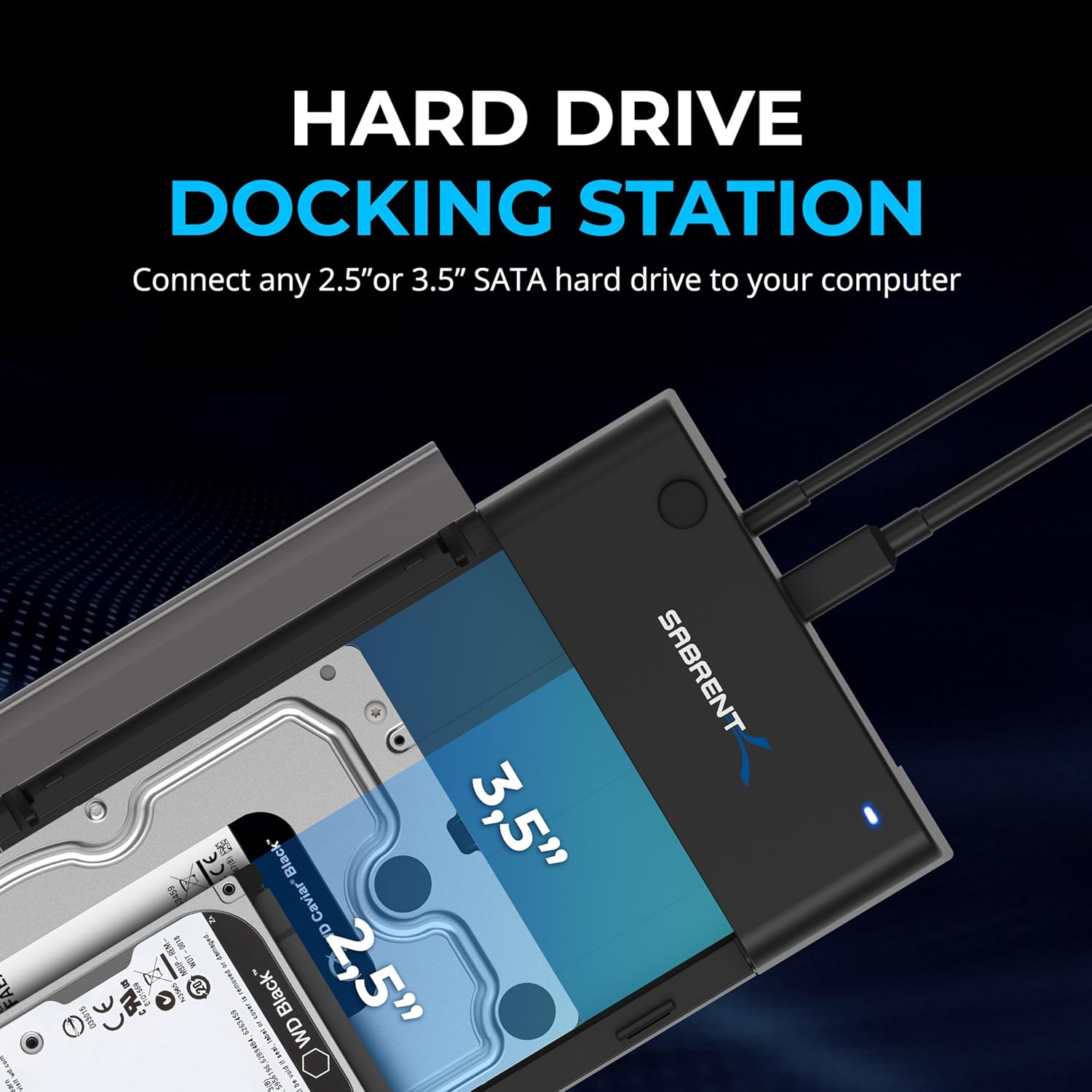 SABRENT Hard Drive Docking Station, SSD HDD 2.5 3.5 Inch SATA to USB Adapter, Ex...