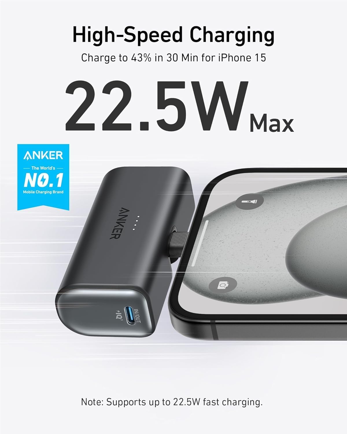 Anker Nano Power Bank, Mini Portable Charger with Built-In Foldable USB-C Connec...