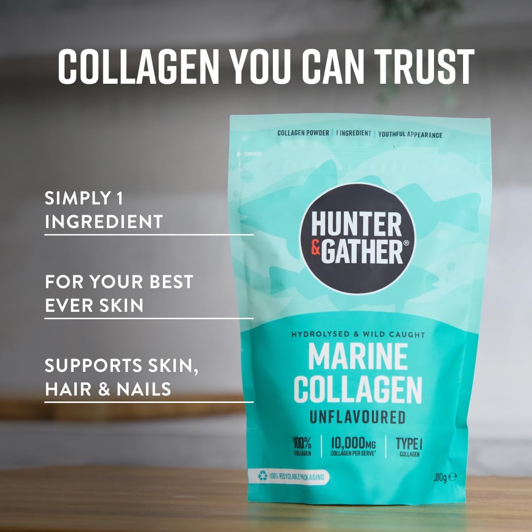 Hunter & Gather Marine Collagen Powder 300g | Pure Unflavoured Premium Hydrolyse...