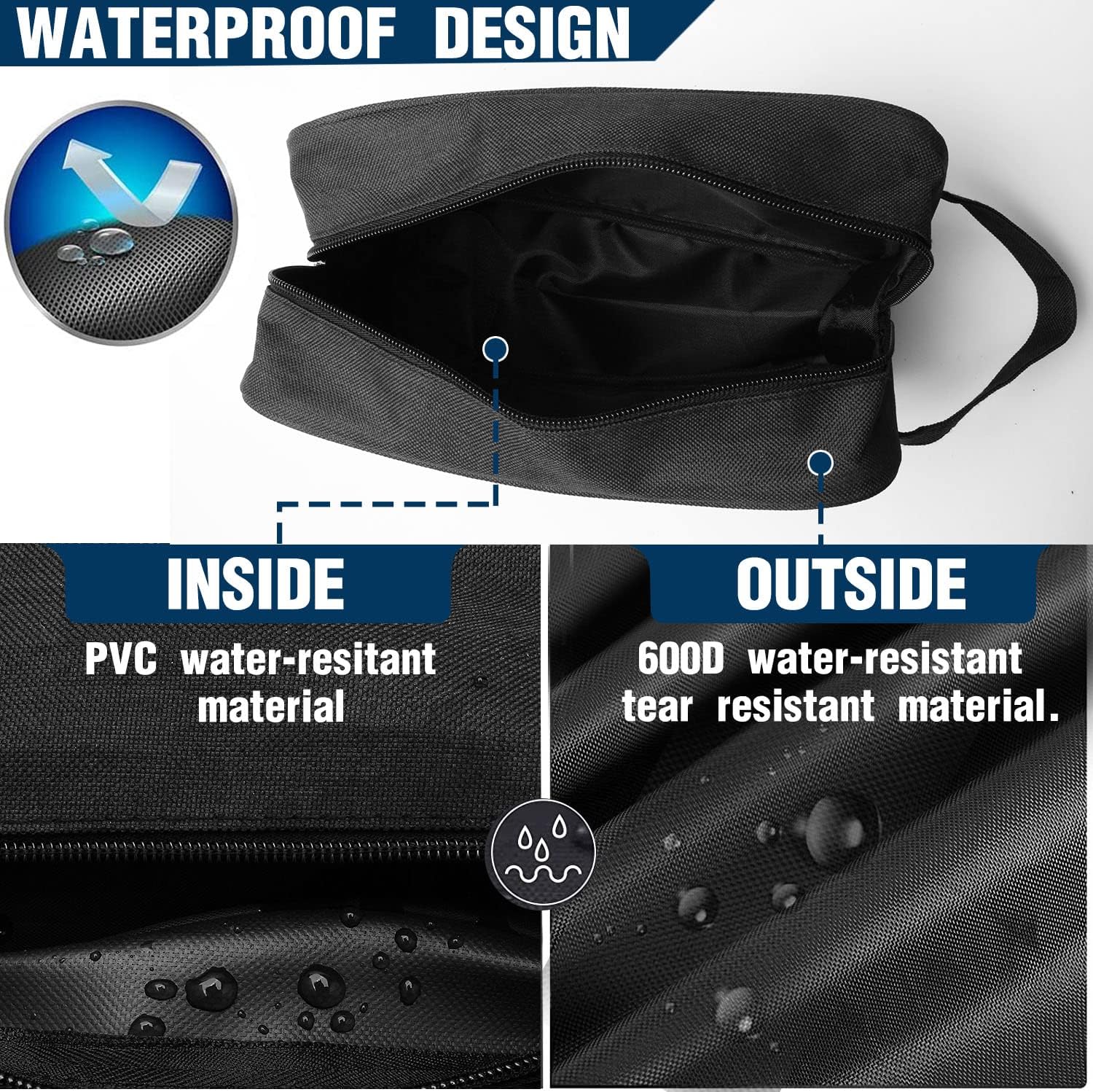 Toiletry Bag for Men Large Travel Wash Bag Water-Resistant Gym Shaving Organiser...