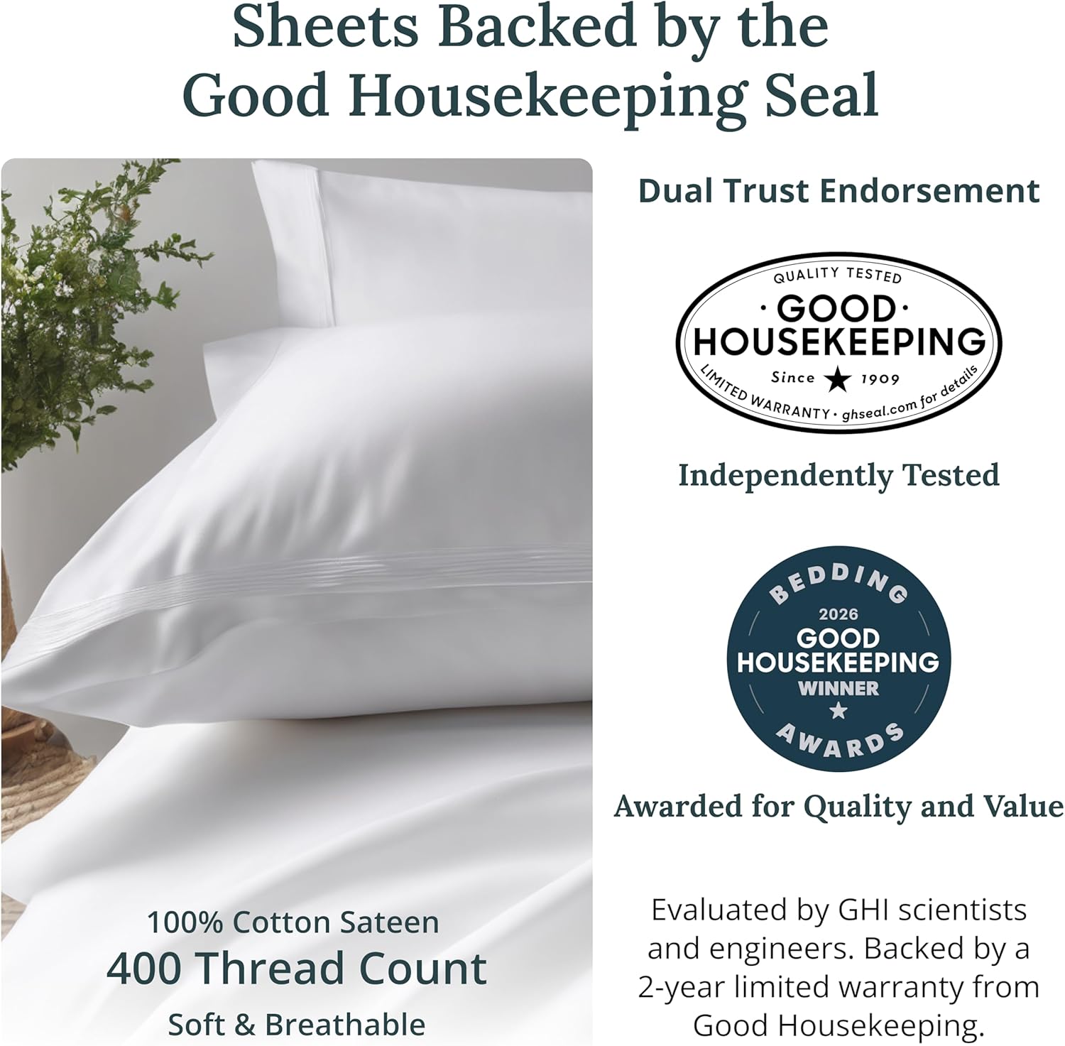 California Design Den Soft 100% Cotton Queen Sheet Set, 400 Thread Count Good Ho...