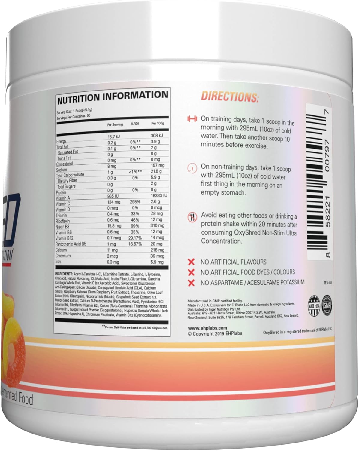 EHPlabs OxyShred Non Stimulant Thermogenic Pre Workout Powder & Shredding Supple...