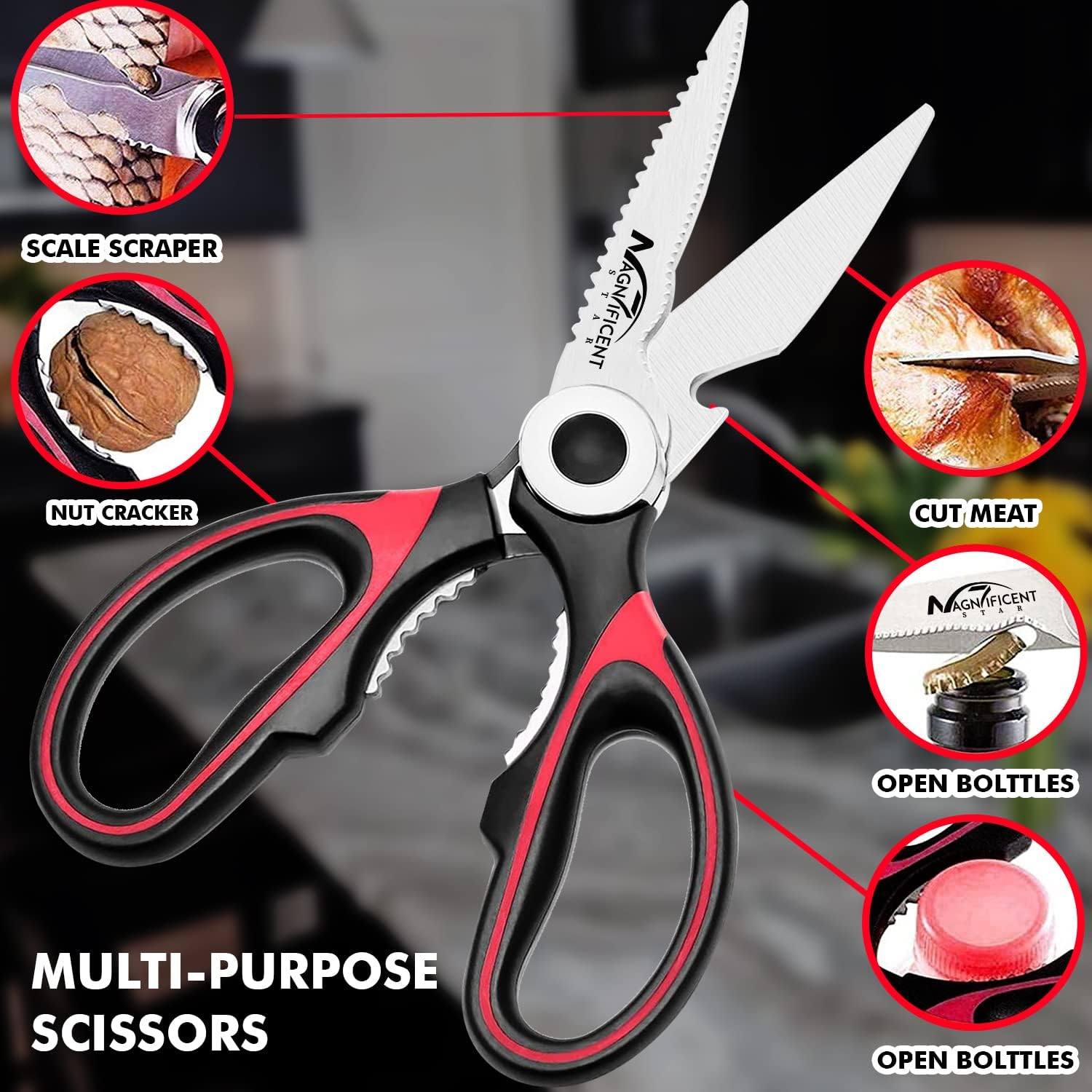 Magnificent Kitchen Scissor, Heavy Duty Scissors for Kitchen Use with Safety Cov...