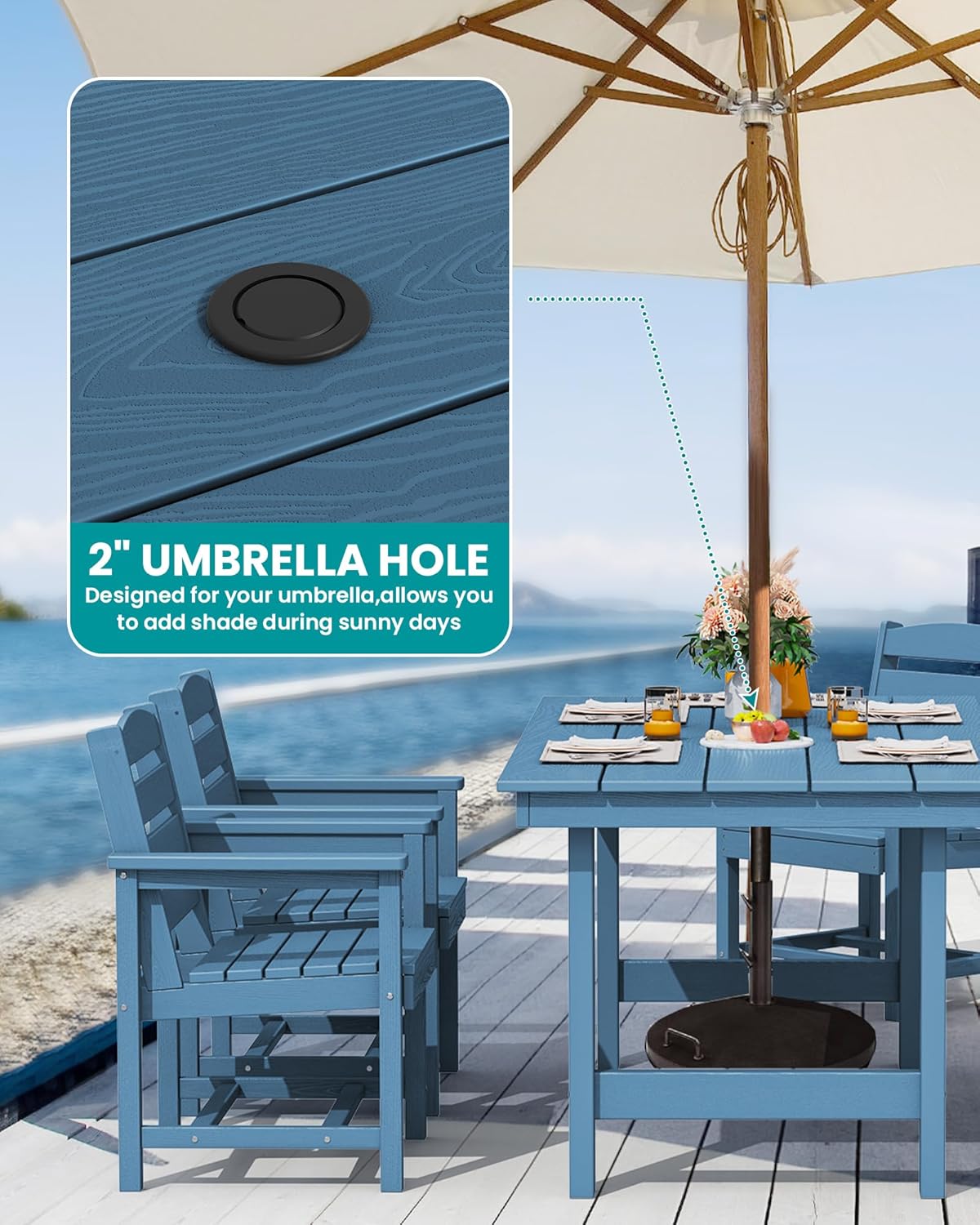 SERWALL 7-Piece Patio Dining Table Sets, Outdoor HDPE Dining Furniture Set with...