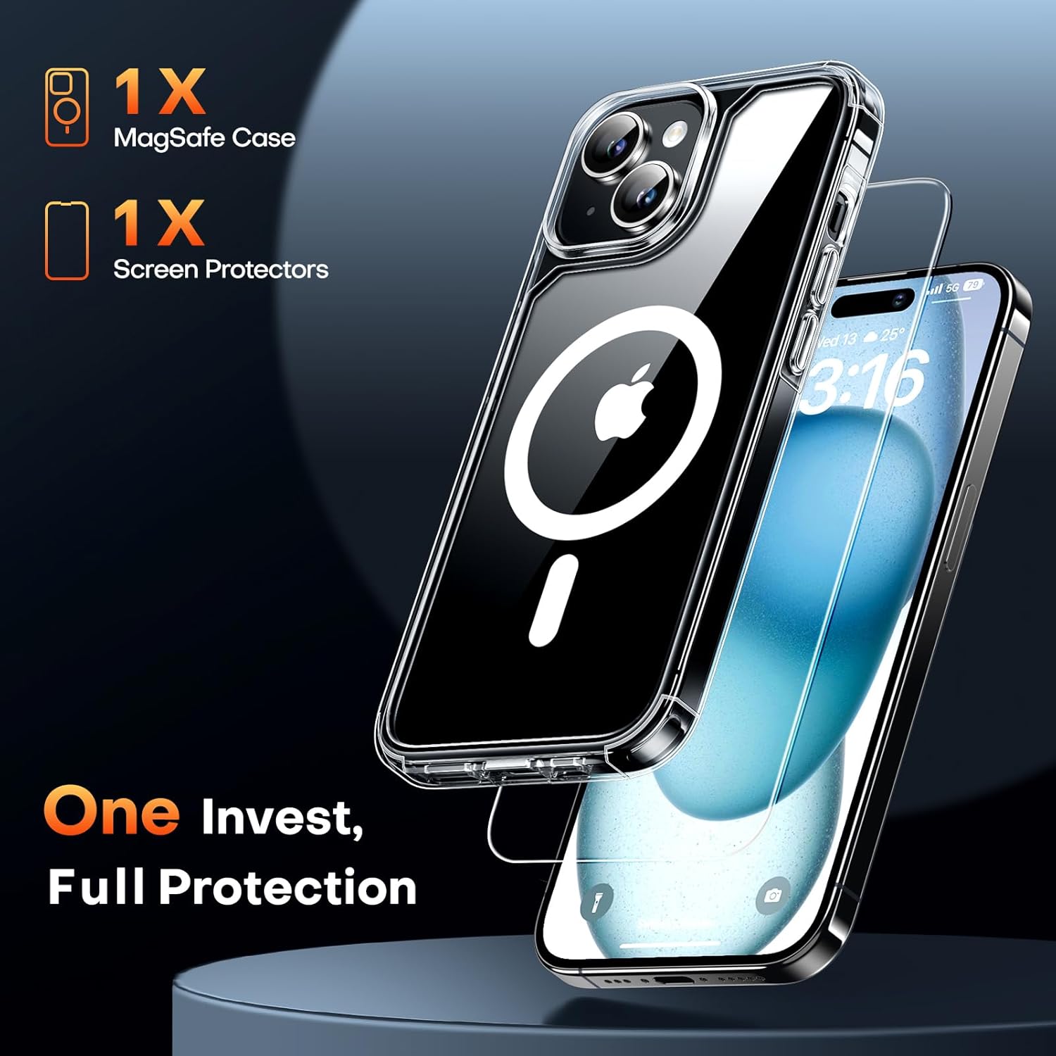 TAURI Magnetic for iPhone 15 Case with HD Screen Protector [Compatible with MagS...
