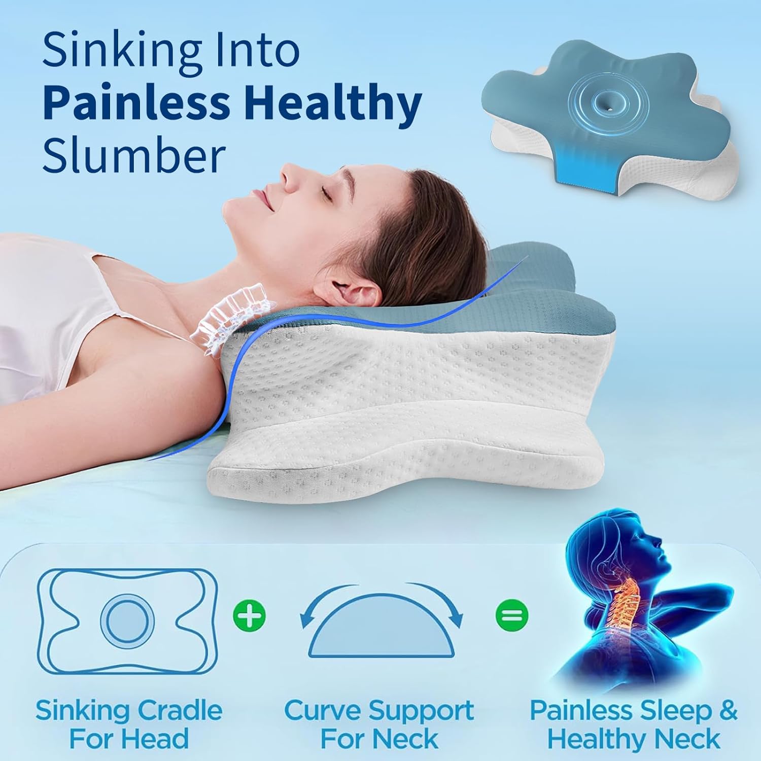 Neck Pillow for Sleeping – Cervical Memory Foam Pillow for Neck & Shoulder Pain...