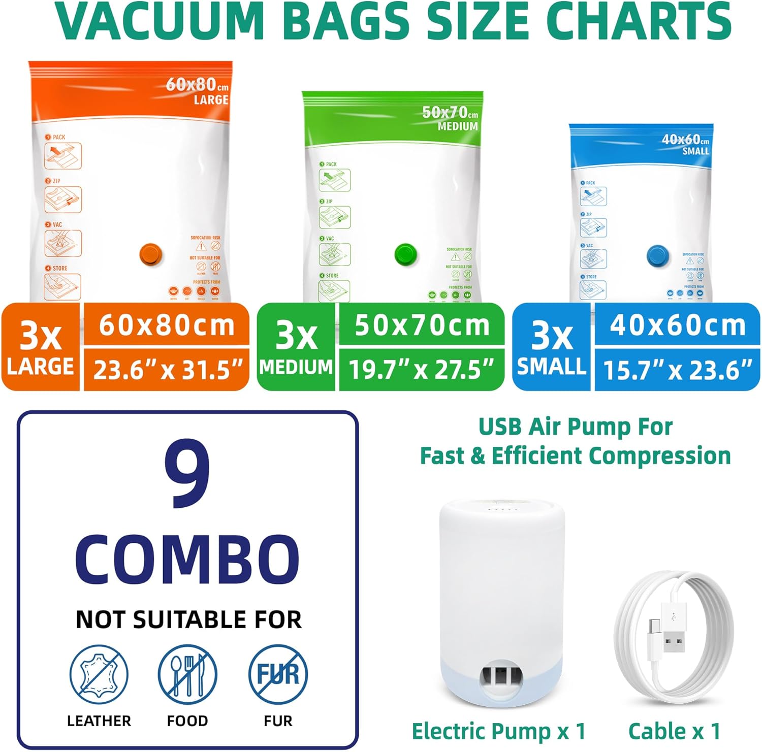 Storage Master Space Saver Bags, Special Vacuum Storage Bags for Travel and Home...