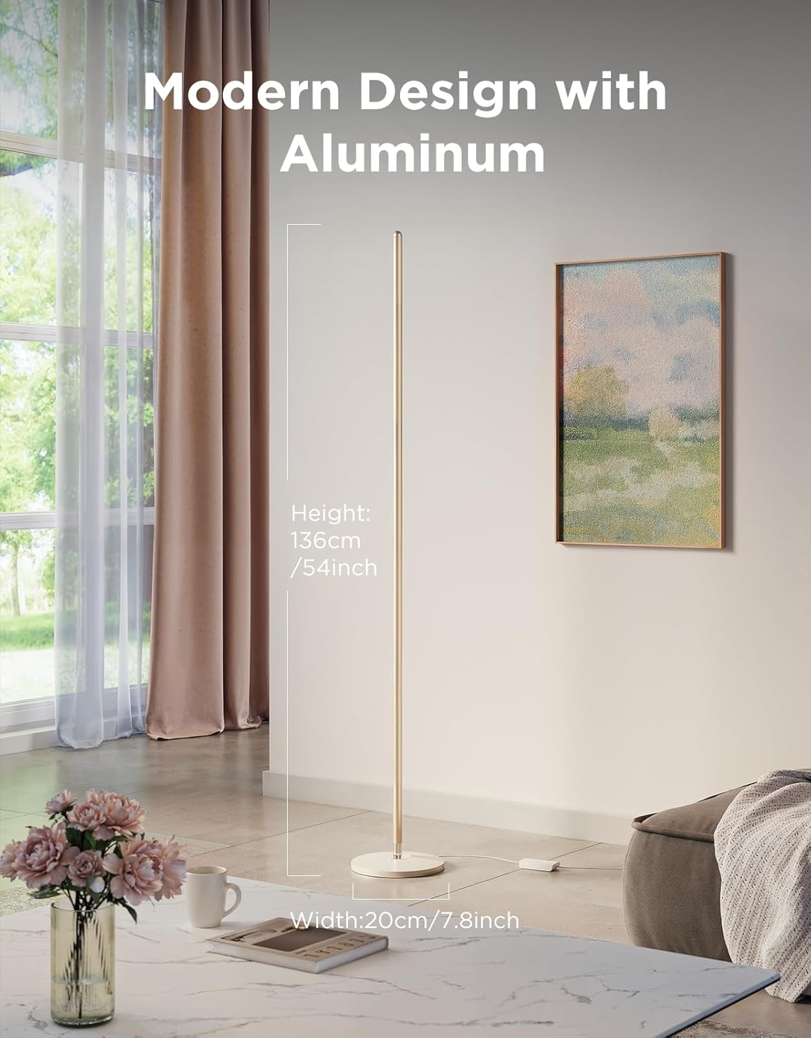 Govee RGBIC Floor Lamp Gold, LED Corner Lamp Works with Alexa and Matter, with M...