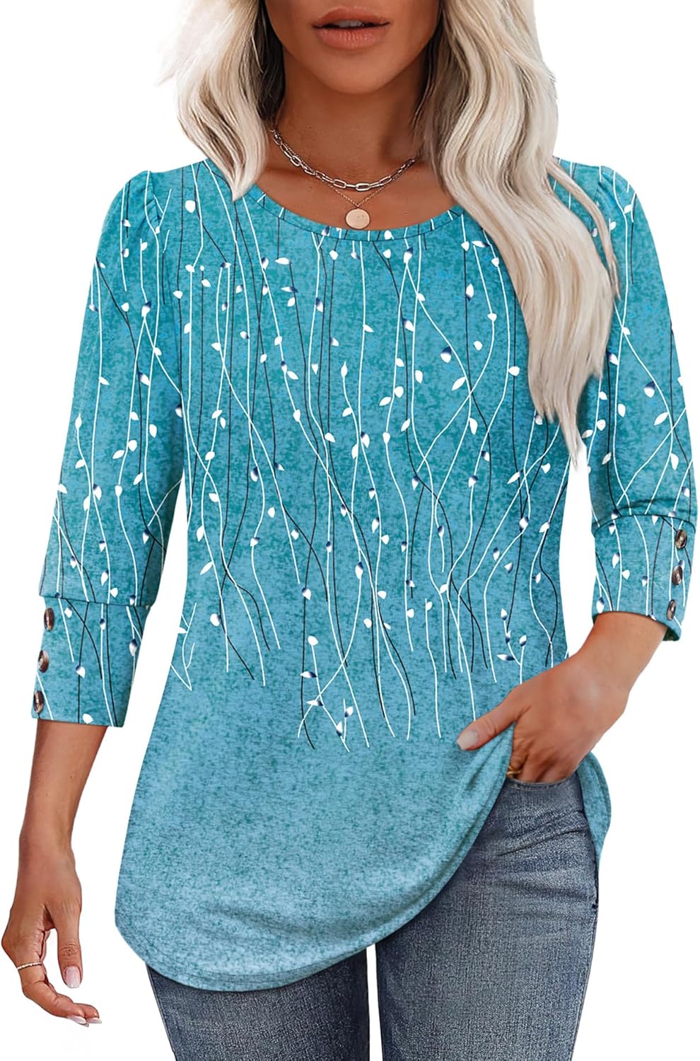 Special OFEEFAN Womens Tops, Unique 3/4 Sleeve Dressy Casual Blouses with Button...