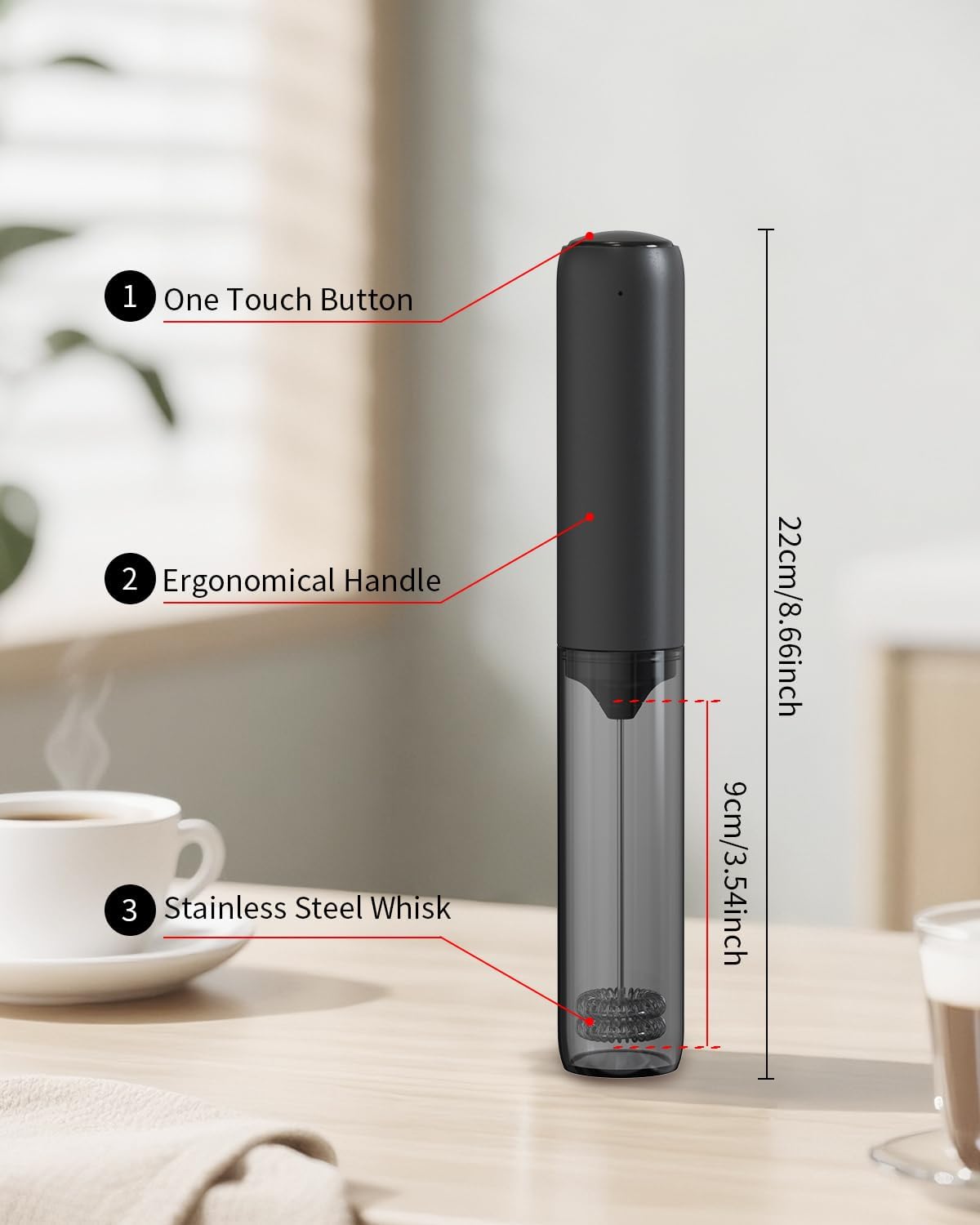 Innovative CIRCLE JOY Electric Milk Frother, High-Quality Handheld Drink Mixer w...