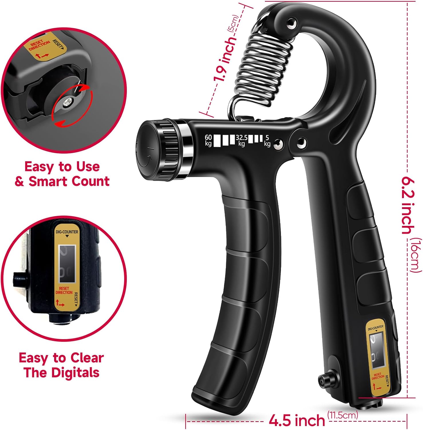 FitBeast Hand Grip Strengthener Workout Kit (5 Pack), 2 Forearm Grip Adjustable...