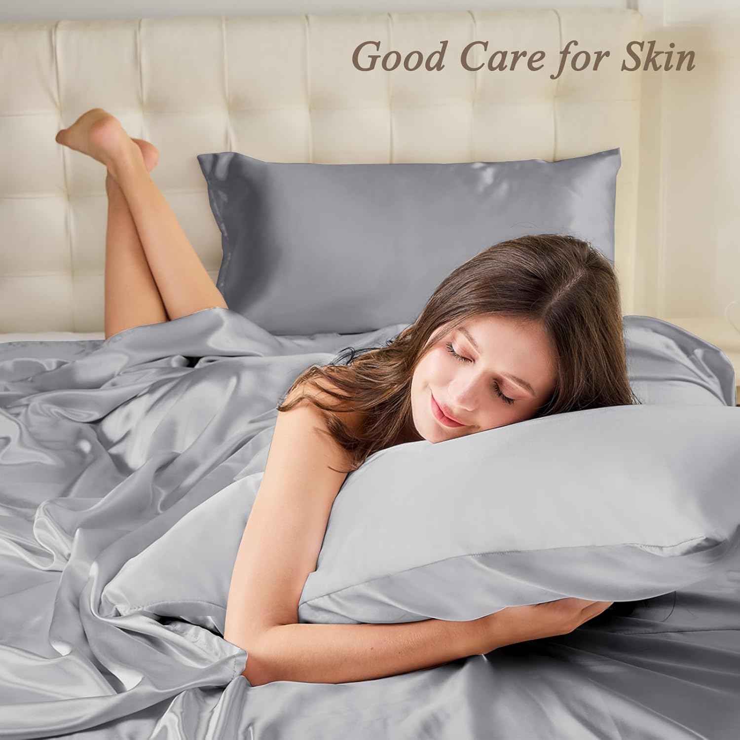 Vielit 2 Pack Satin Pillowcase for Hair and Skin Cooling,Soft as Silk Pillowcase...