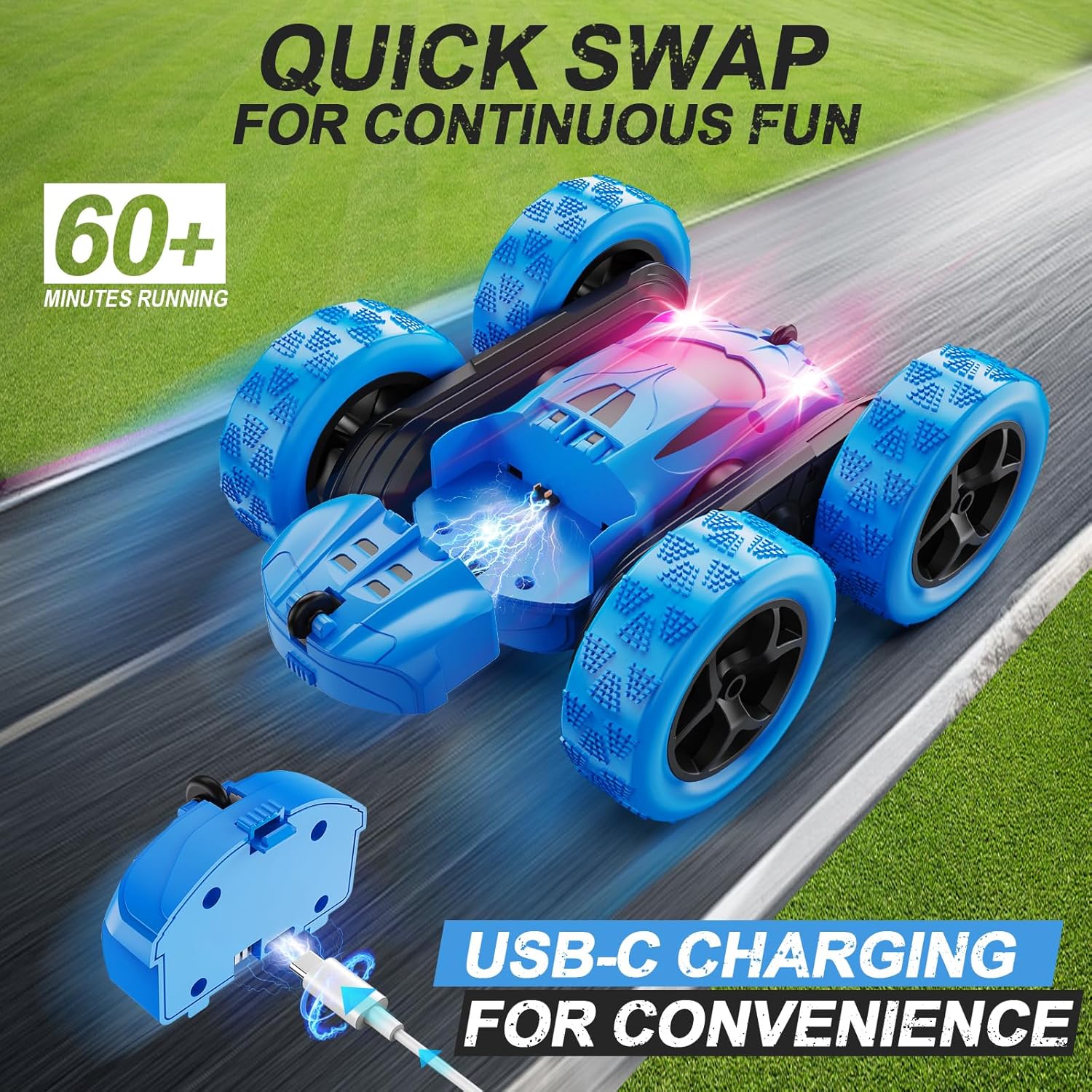 QUNREDA Remote Control Car, RC Cars Toys for Kids Ages 6-12, 4WD Stunt Car with...