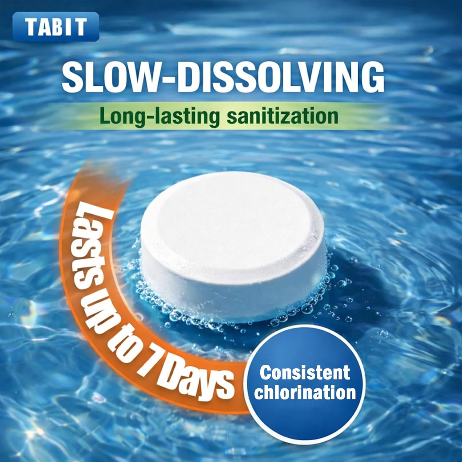 Chlorine Tablets, TABIT Swimming Pool Long Lasting Chlorinating Tablets, Innovat...