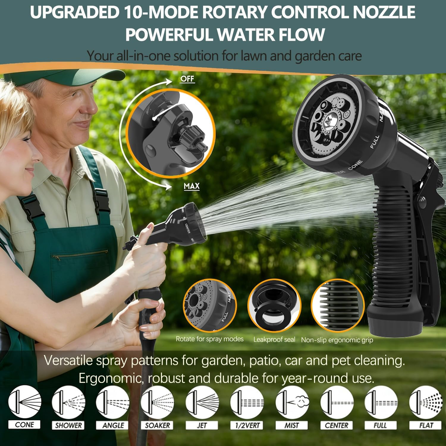Expandable Garden Hose 50ft Hose Pipe Expandable with 3/4", 1/2" Fittings, Anti-...