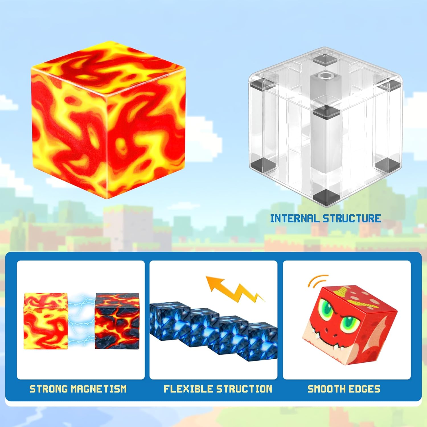 Magnetic Blocks-150 PCS Magnetic Building Blocks, Construction Toys for Montesso...