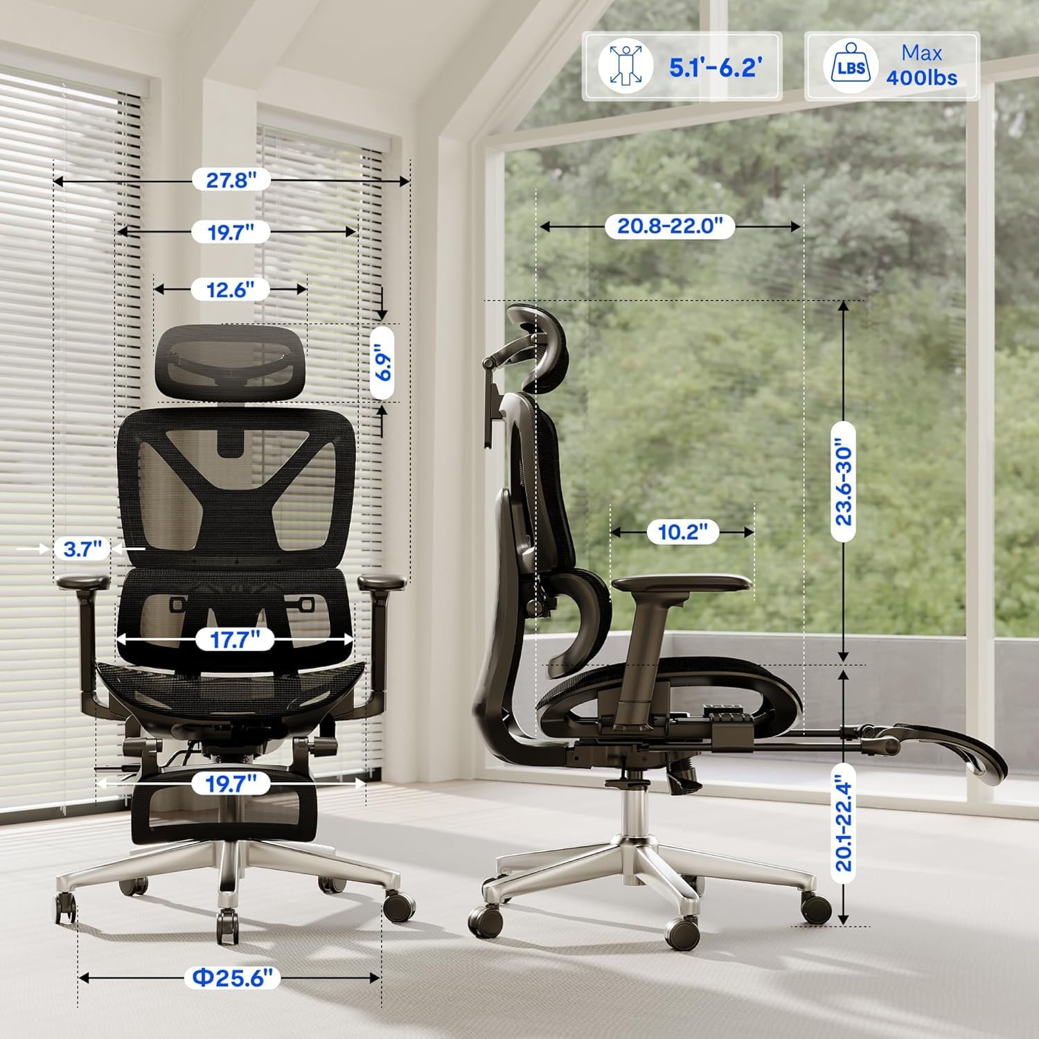 FLEXISPOT ErgoX Ergonomic Office Chair, Innovative Desk Chair with Footrest, Com...