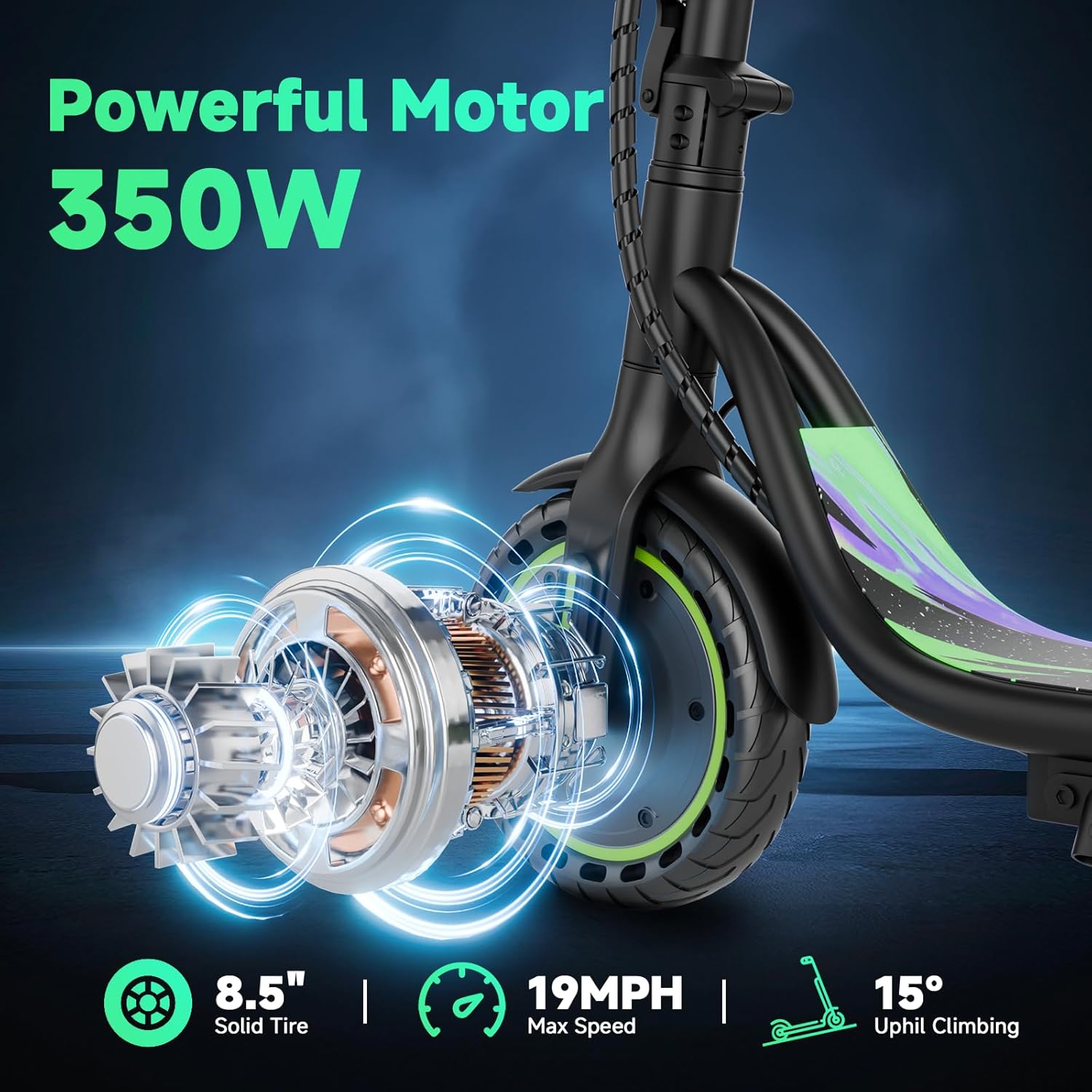 VOLPAM Electric Scooter with 8.5"/10" Solid Tire, 350W/500W Powerful Motor & 19/...